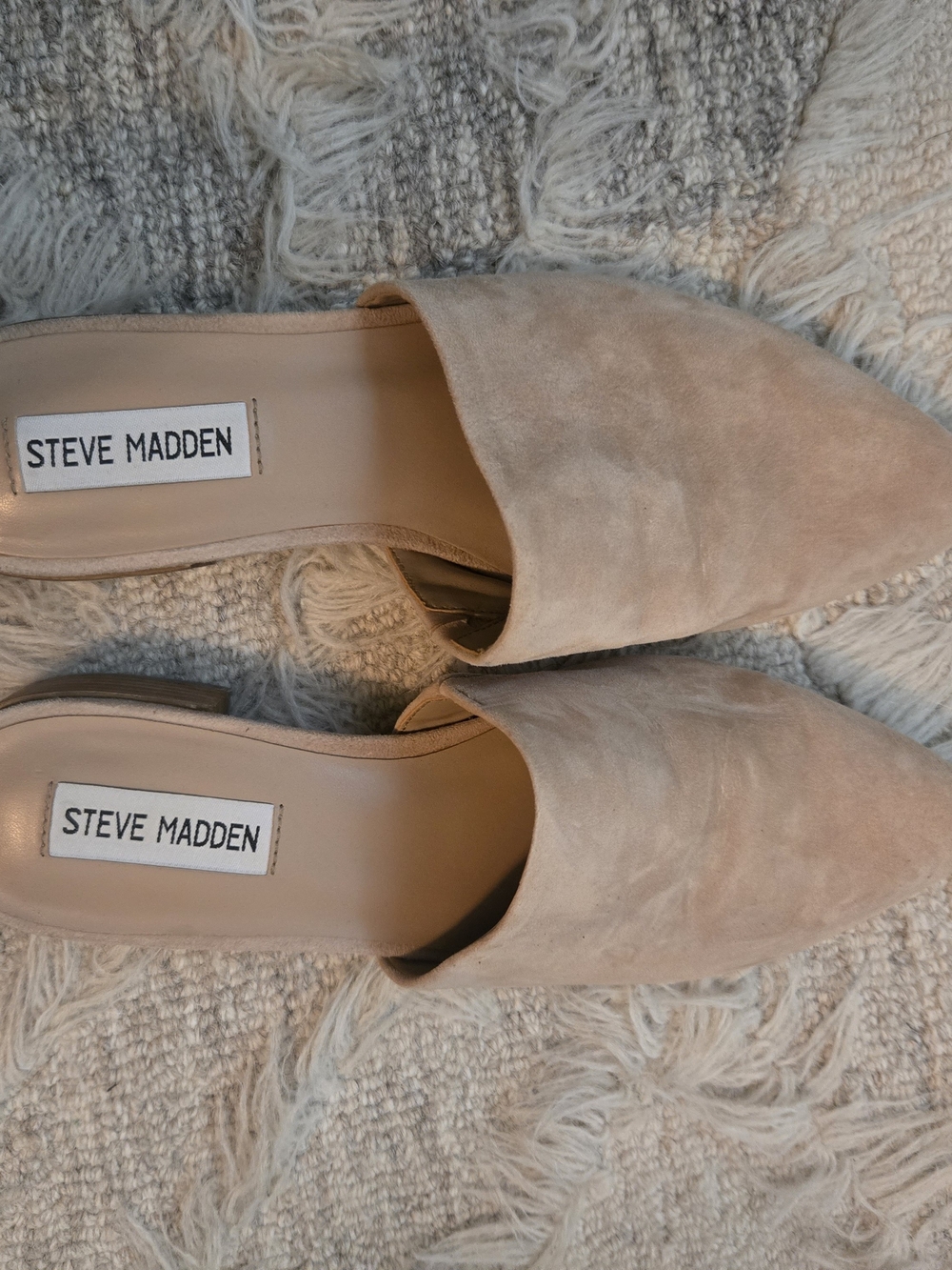 Steve Madden Nude Suede Pointed-Toe Slip-On Mules